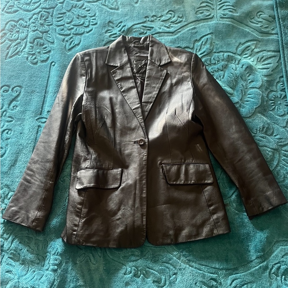 Lauren Ariel Black Leather Blazer